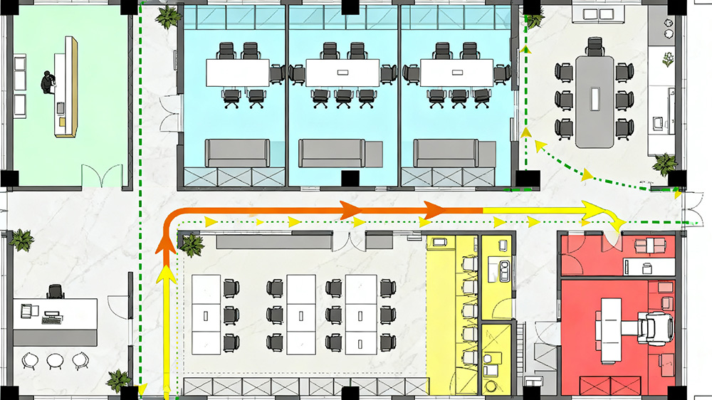 辦公室動線設(shè)計(jì)布置平面裝修效果圖